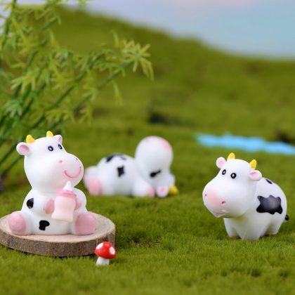 Cute Cow Figurine Miniatures Garden Decoration Accessories