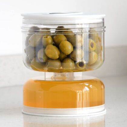 Pickles Jar Dry and Wet Dispenser Pickle and Olives Hourglass Jar